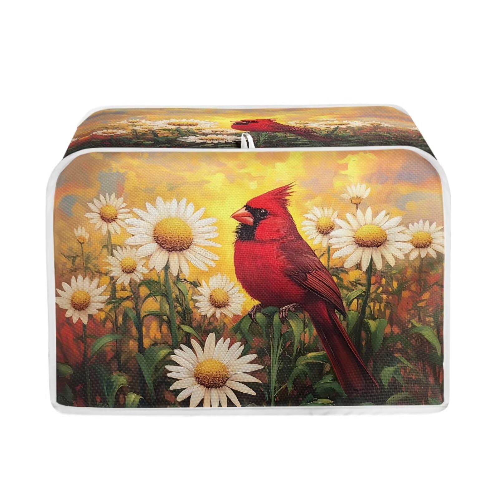 Talayituse Cardinal Daisy Flower Print 2 Slice Toaster Covers Dust Protection Bread Maker Covers Toaster Oven Cloth Cover Kitchen Accessories Washable Appliance Cover, S