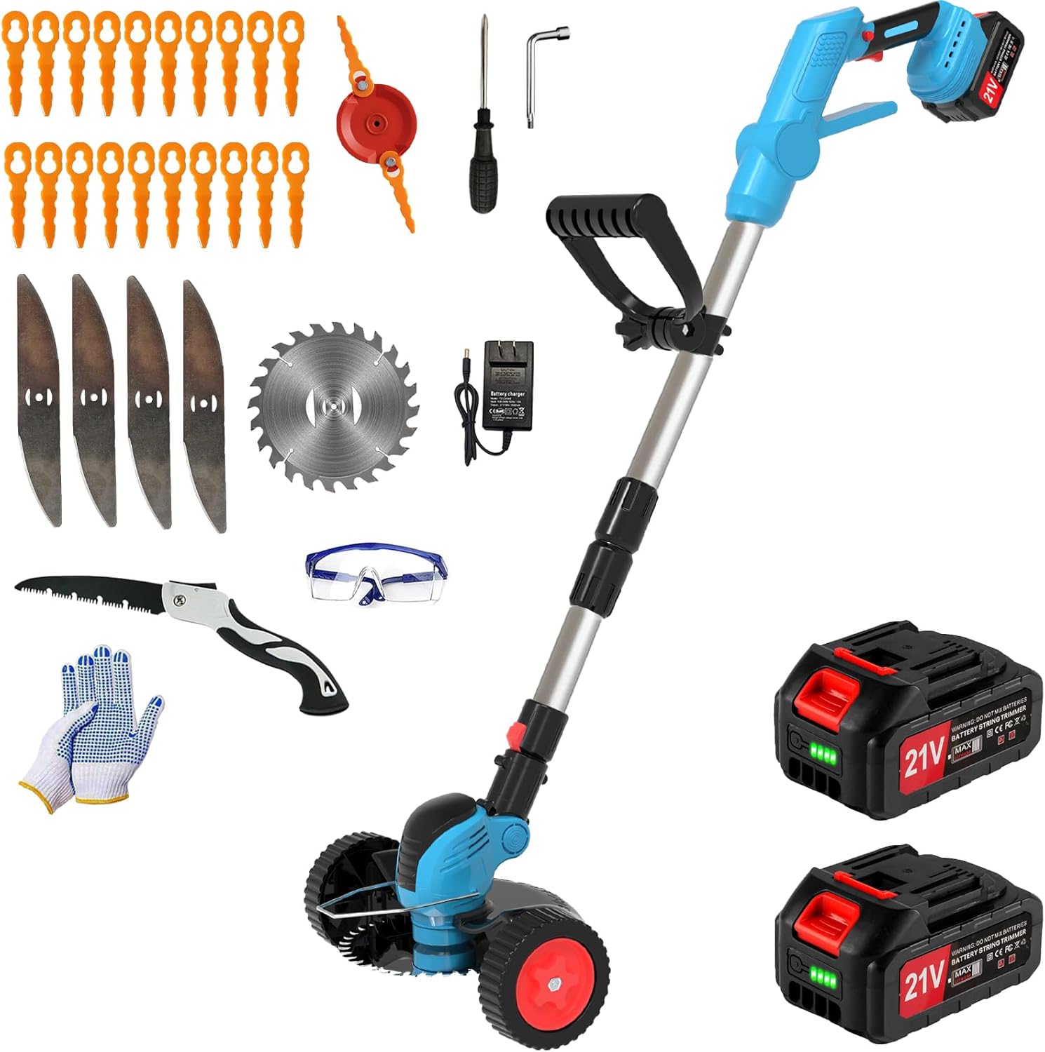 cordless weed wacker 21v electric lightweight edger battery powered grass trimmer/lawn edger/mower/brush cutter