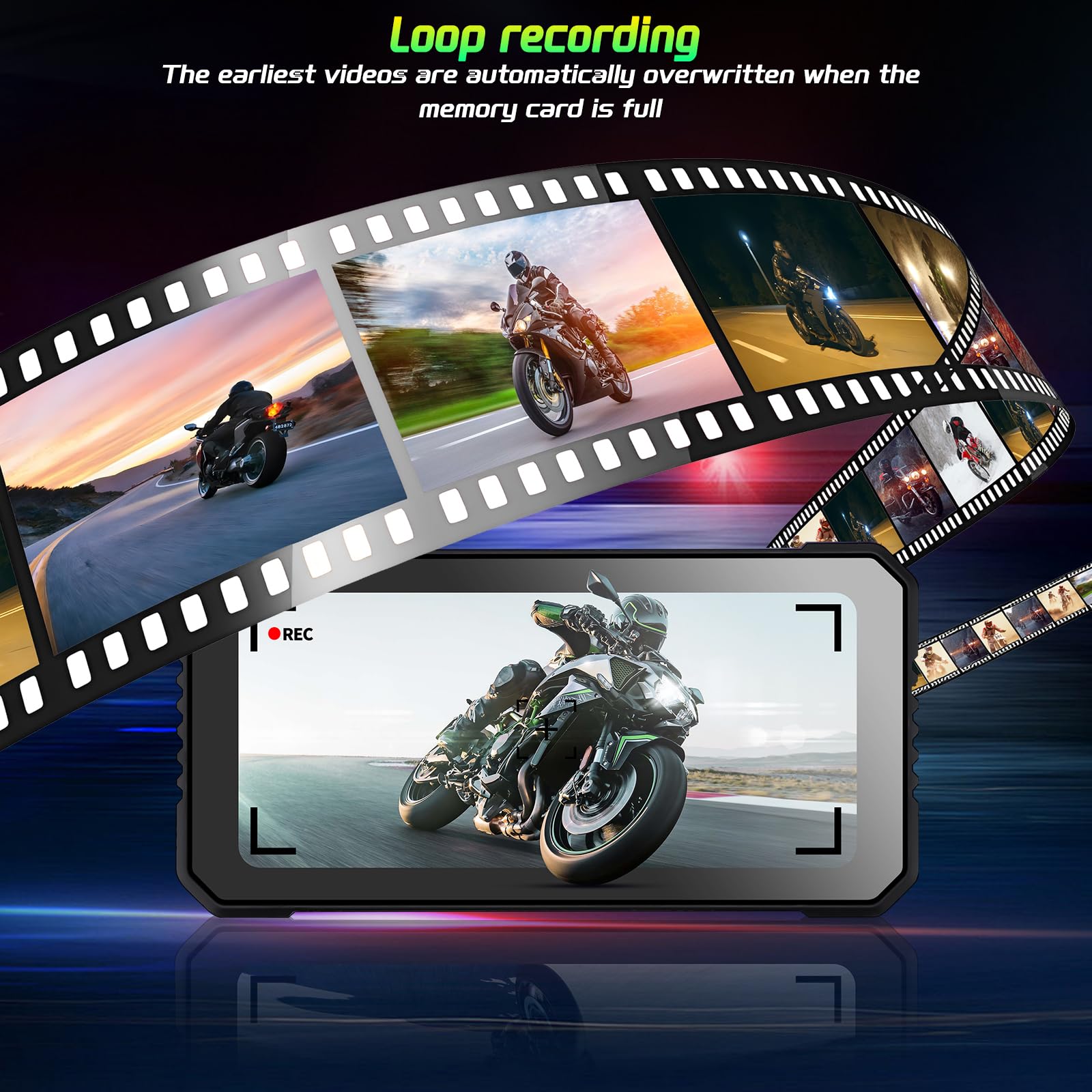 Actualización Carplay Dashcam Moto con 1080P Dash CAM, Navegación GPS para Motocicleta, 6.25 Pulgadas Impermeable, grabación en Bucle, Monitor de presión de Tiro, detección de Puntos Ciegos