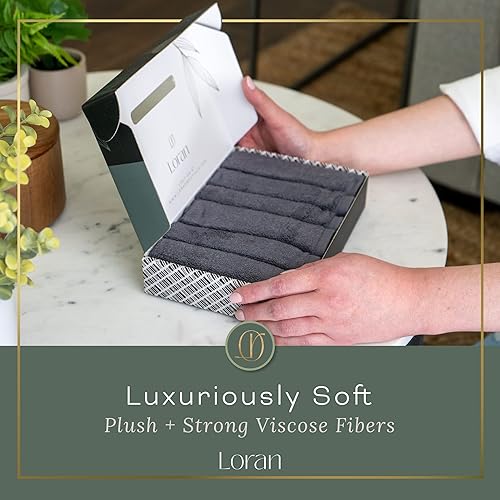Miniatura 5 de Juego de paños de toalla (carbón gris, 6 unidades, paños faciales suaves de 10.0 x 10.0 in, 100% viscosa derivada de bambú, sensación tipo spa, paño