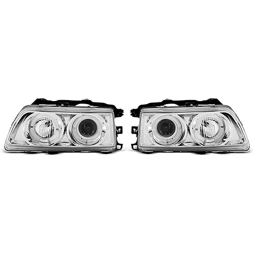 Headlights VR-1329 Front Lights Car Lamps Car Lights Headlamp Headlamps Driver And Passenger Side Complete Set Headlight Assembly Angel Eyes Chrome compatible with Honda Crx 1987 1988 1989