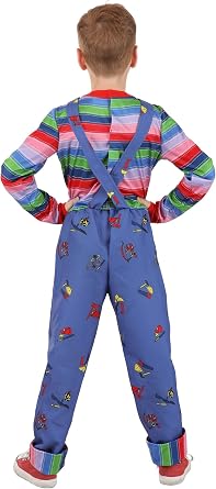 Child's Play Chucky Costume for Kids | Chucky Doll Halloween Movie Character Cosplay Outfit Overalls & Shirt