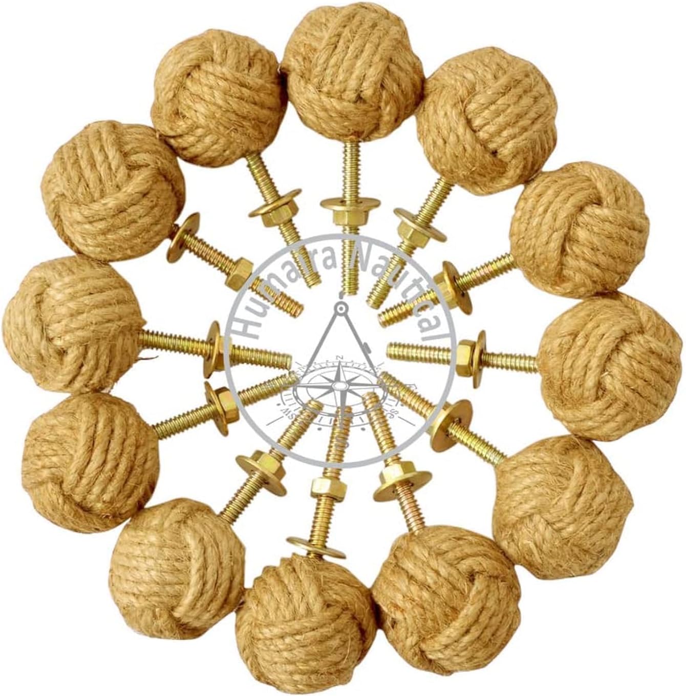 Humaira Nautical 12 Knotty Door knobs - Nautical Drawer pulls - Jute Rope Drawer pulls 01
