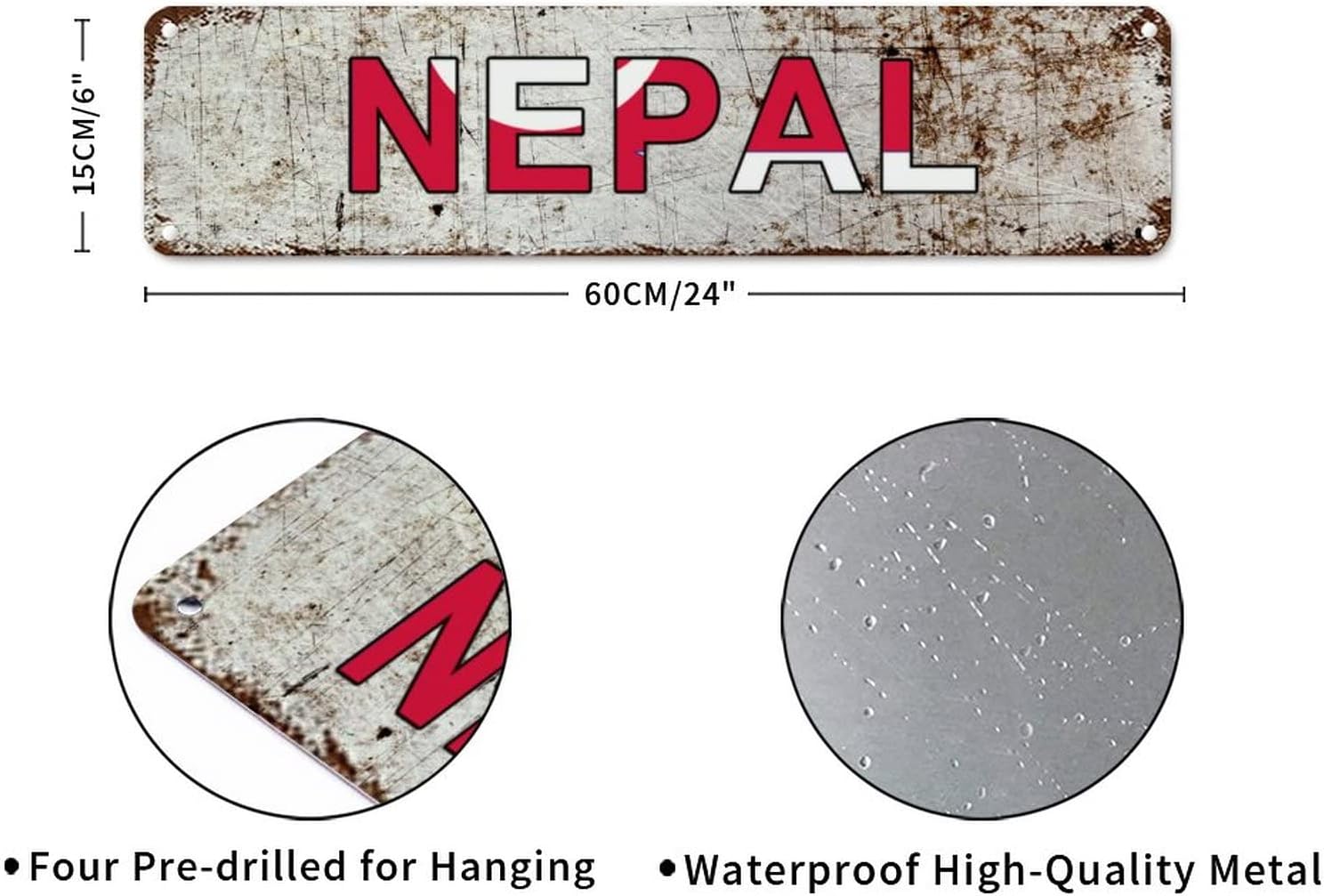 Personalized Nepal Street Sign Nepal Flag Signs Patriotic Decorations Aluminum Metal Sign Vintage Indoor & Outdoor Decor for Home Man Cave Door Porch Garden Party 24x6in