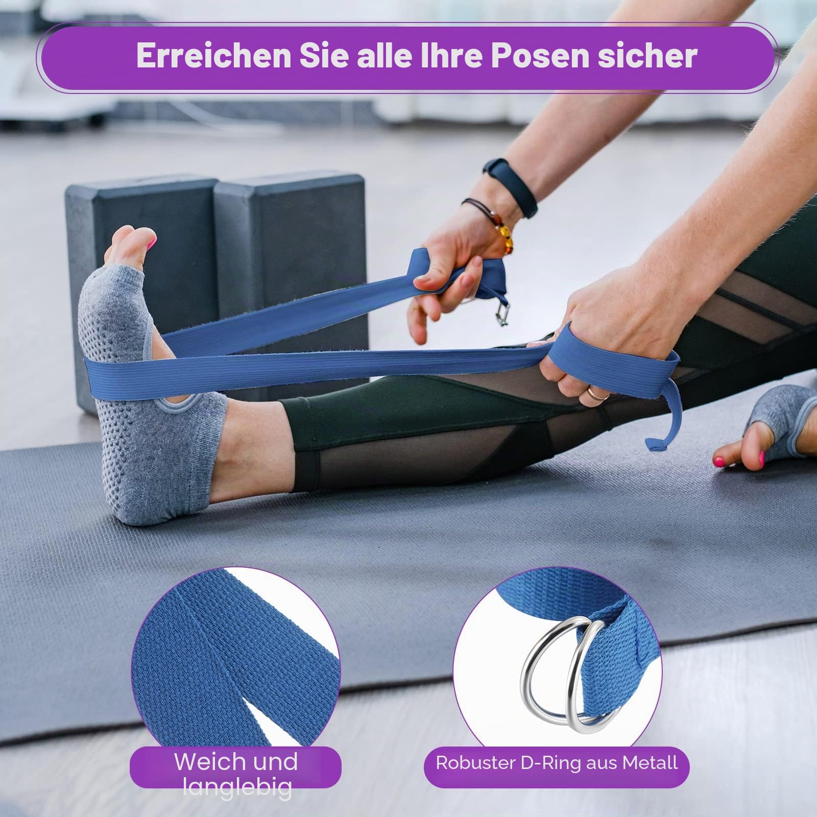 12er-Pack Yoga-Blöcke und Gurt-Set enthalten 12 Stück 22.9x15.2x7.6 cm EVA-Schaumstoff-Bausteine und 6 Stück Gurte mit hoher Dichte für Yoga, Pilate, Fitness, Meditation, Straffung, Workout