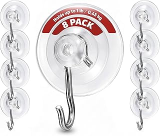 Holiday Joy Suction Cup Hooks for Shower 8Pack – Max Load 1LB Christmas Heavy Duty Suction Cup Hooks – Heavy Duty Wreath Hanger for Bathroom, Window, Towel, Shower Wall, Tile, Glass Door, Camper