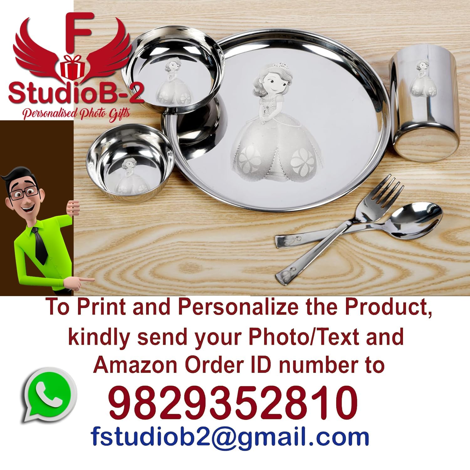 Personalized Naruto Stainless Steel Thali Set - 6 Piece -7