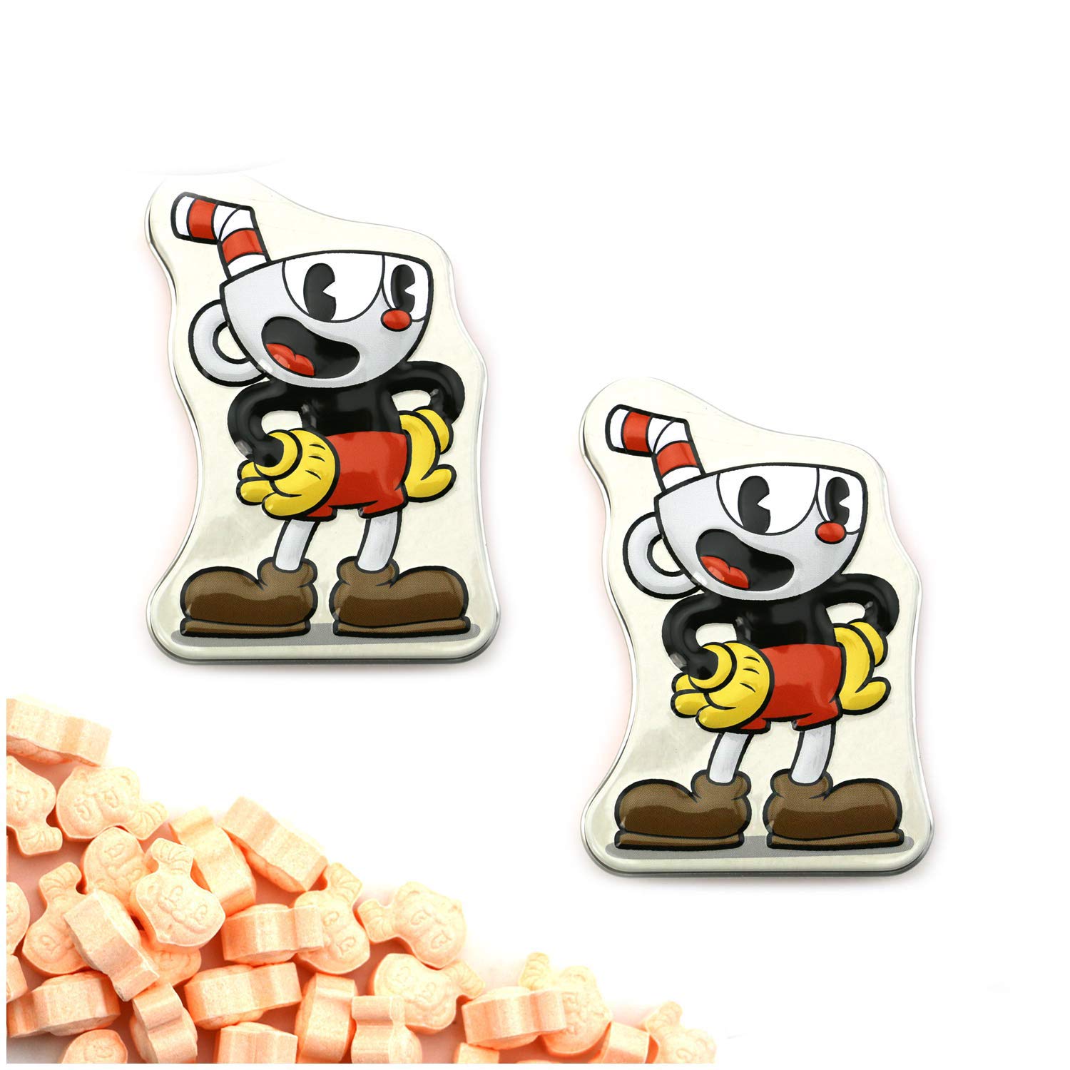CupHead Tin Candy Sours (2 Pack) Orange Flavor Gift Stuffer with 2 GosuToys Stickers