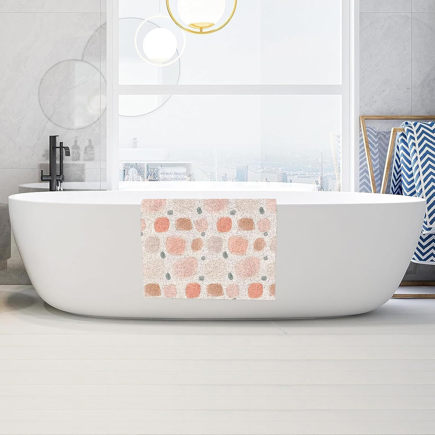 Shower mat Non Slip, 48x36 Inch Bathtub Mat Non Slip, Soft PVC Loofah Shower Bath Mat for Tub, Quick Drying Bathroom Shower Mat