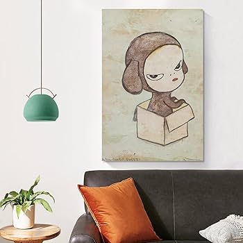 Amazon.co.jp: 奈良美智「段ボール箱人形」かわいい漫画絵画