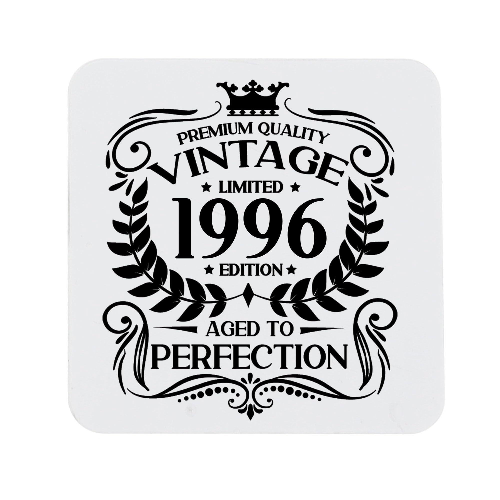30th Birthday Gift for Men Vintage 1996 Aged to Perfection Printed Coaster Present for 30 Year Old Etched Printed Placemat (Printed Coaster)