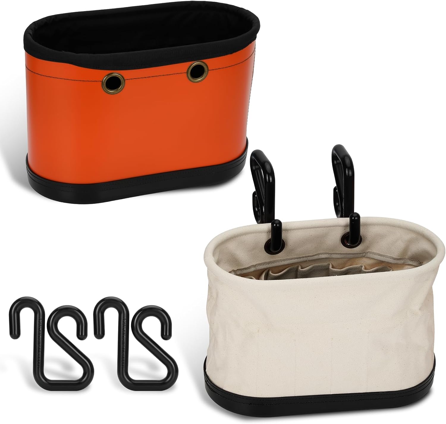 5144BHB Oval Hard-Body Bucket Tool Organizer,Aerial Oval Tool Bucket with Black Molded Polypropylene Bottom,5144 Canvas Bucket with Hook Holes