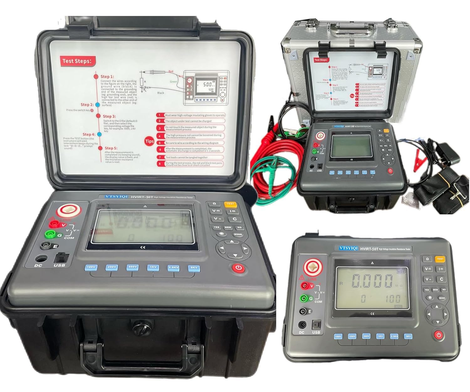 15KV High Voltage Insulation Resistance Tester with 0.01MΩ-50TΩ Resistance 10nF-50uF Capacitance 1000V DC Voltage USB Interface