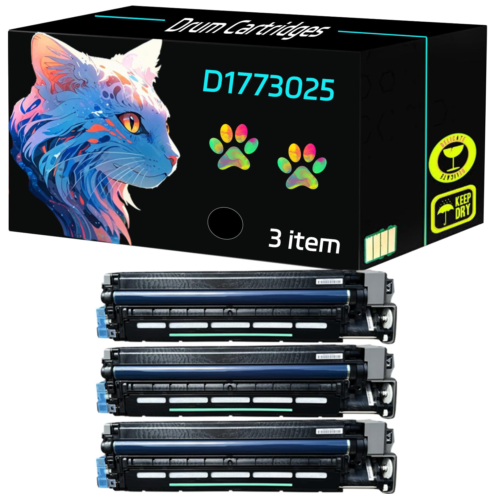 High Yield D1773025 Drum Cartridges Compatible for Lanier MP C2003 MP C2503 Printers, Print Clearly (3 Pack Black)