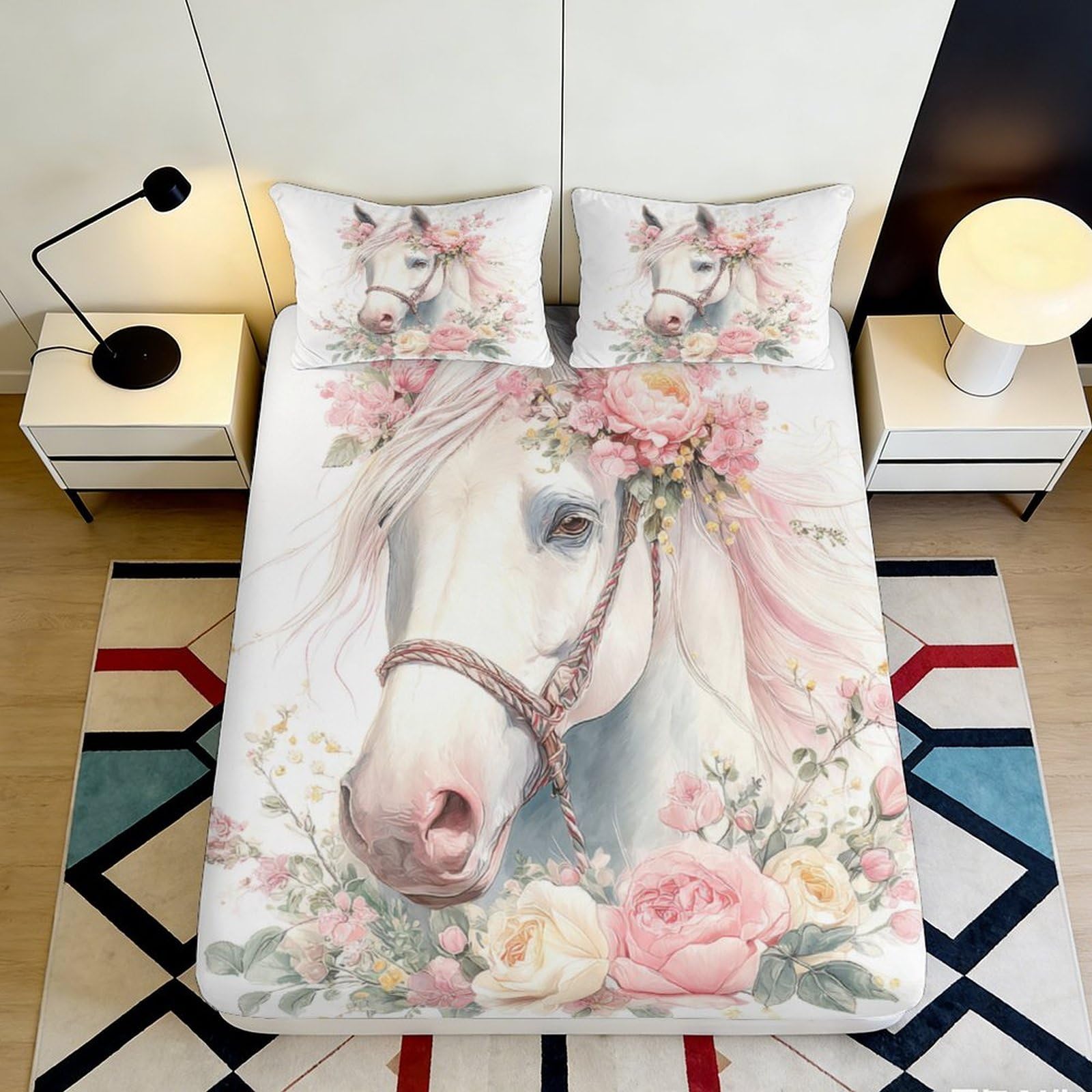 3D Printed Sakura Bird Fitted Sheet Microfiber Deep Pocket Bedroom Bedding Non-Slip Sakura Bird Mattress Fitted Cover 120x200x25cm