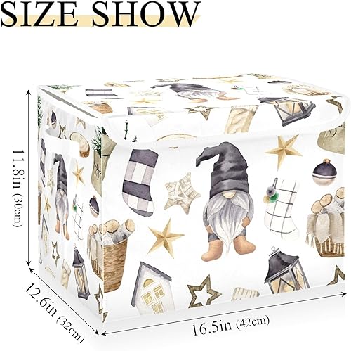 Miniatura 3 de Gnome Christmas Tree Foldable Storage Bins Bags for Clothes Fabric Storage Container Organizers with Reinforced Handle Closet Organizers for Dorm