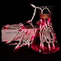 Vista 3 de MULTI-SPARKING Guirnalda de luces de Navidad rosadas, 35 unidades, incandescentes, mini luces de Navidad rosadas para árboles pequeños