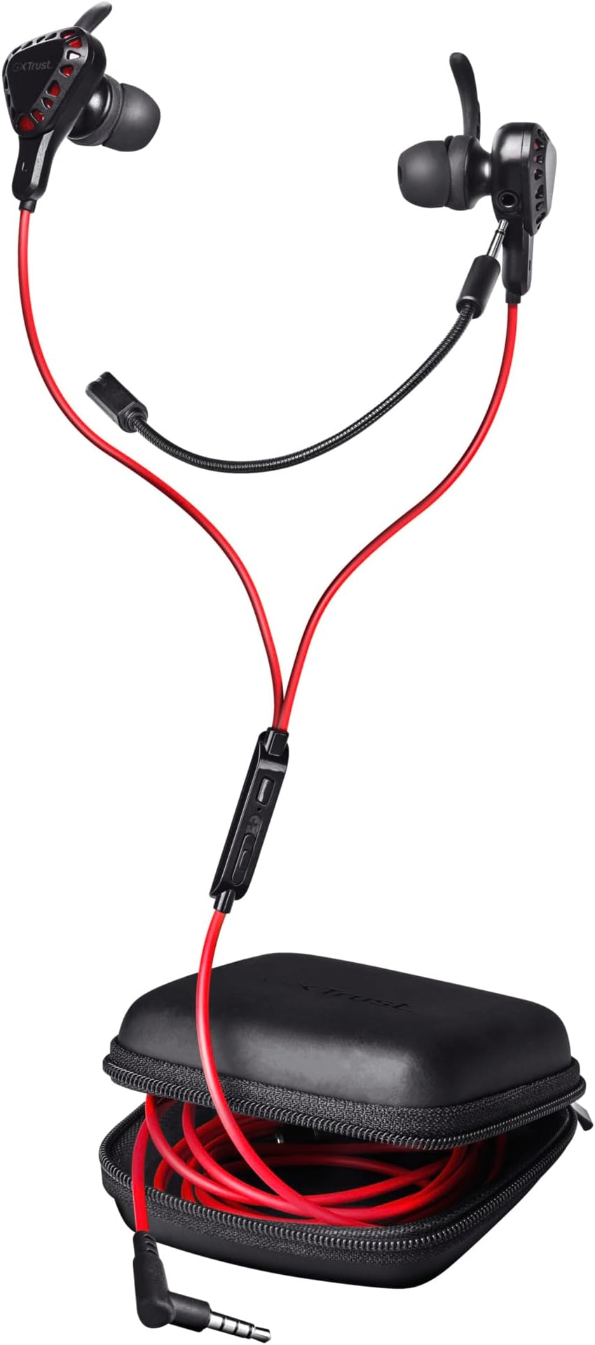 GXT 408 Cobra Multiplatform Gaming In-Ear Earphones, Headphones with Mic, with Flexible Rubber Ear Hooks, Hard Case, Earphones for PC, Console, Laptop, Phone and Tablet - Black