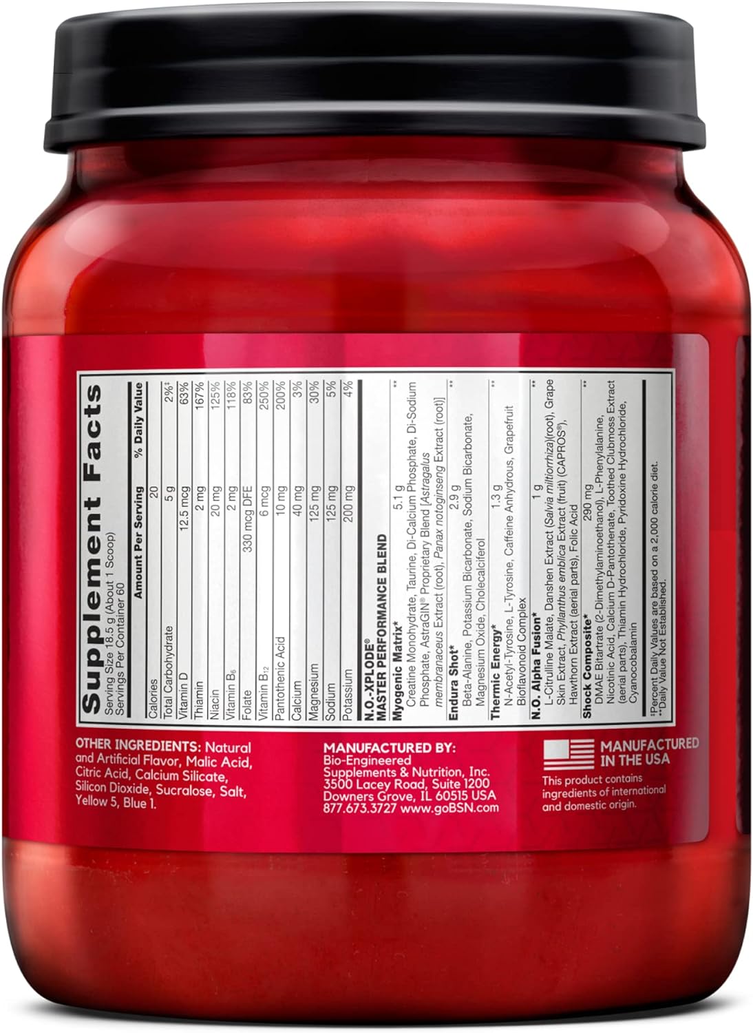BSN N.O.-XPLODE Pre Workout Powder, Energy Supplement for Men and Women with Creatine and Beta-Alanine, Green Apple, 60 Servings, 2.45 Pound (Packaging May Vary)