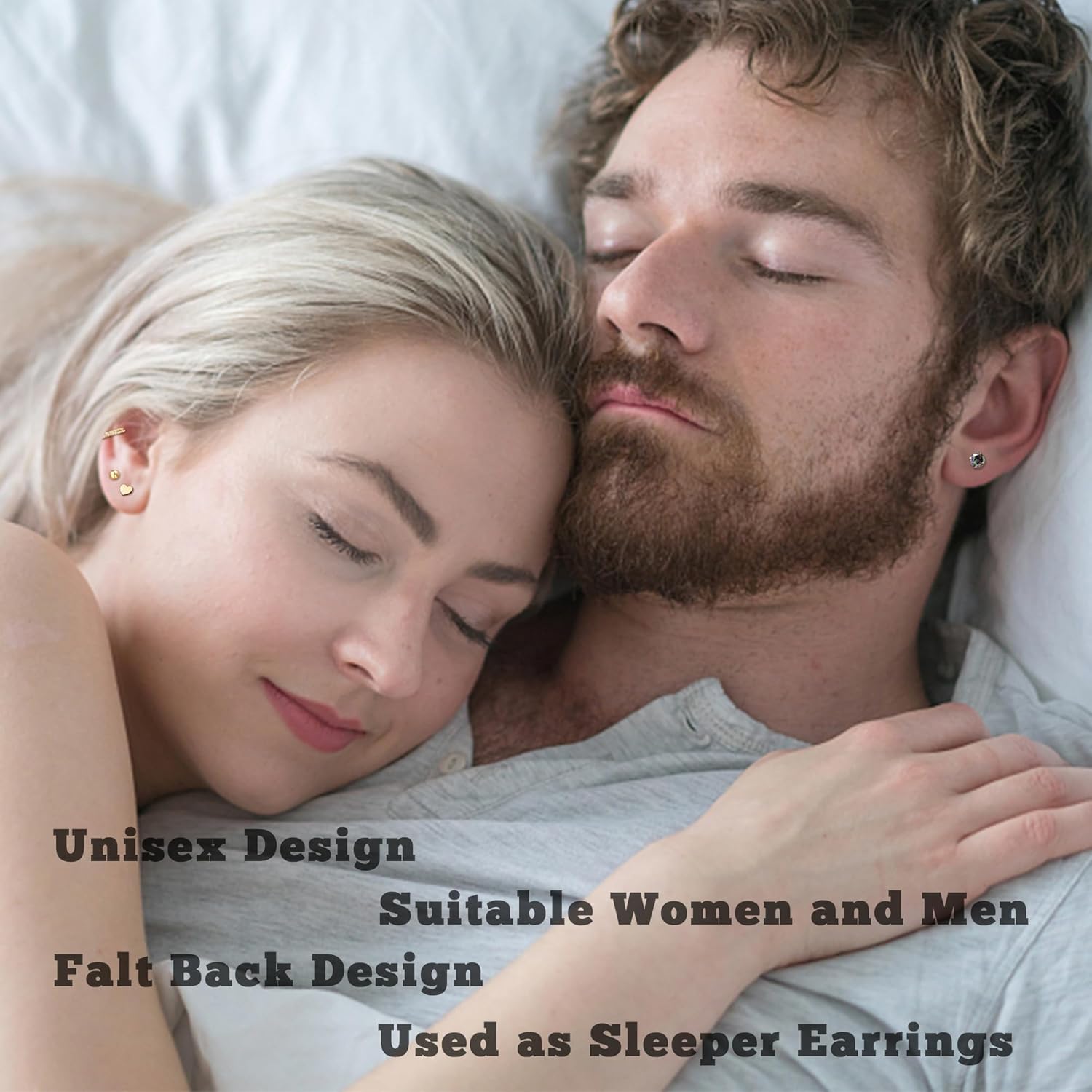 16 Pairs Surgical Steel Flat Back Earrings Set for Multiple Piercing Sensitive Ears Cartilage Hypoallergenic Earrings Small Huggie Hoop Earrings CZ Ball Stainless Steel Stud Earrings for Women Men - Image 6