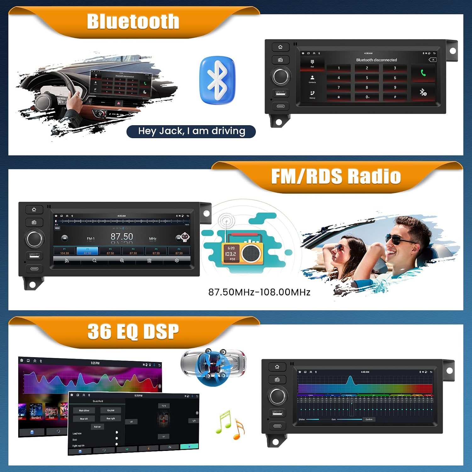 4+64G 8 Core Android 15 Car Radio Stereo for Dodge Ram 1500/2500/3500 1994-2002,Jeep Wrangler 1997-2002,Cherokee 1997-2001with Wireless Carplay,6.86" Touchscreen Car Radio with WiFi,GPS,BT,FM RDS image 4