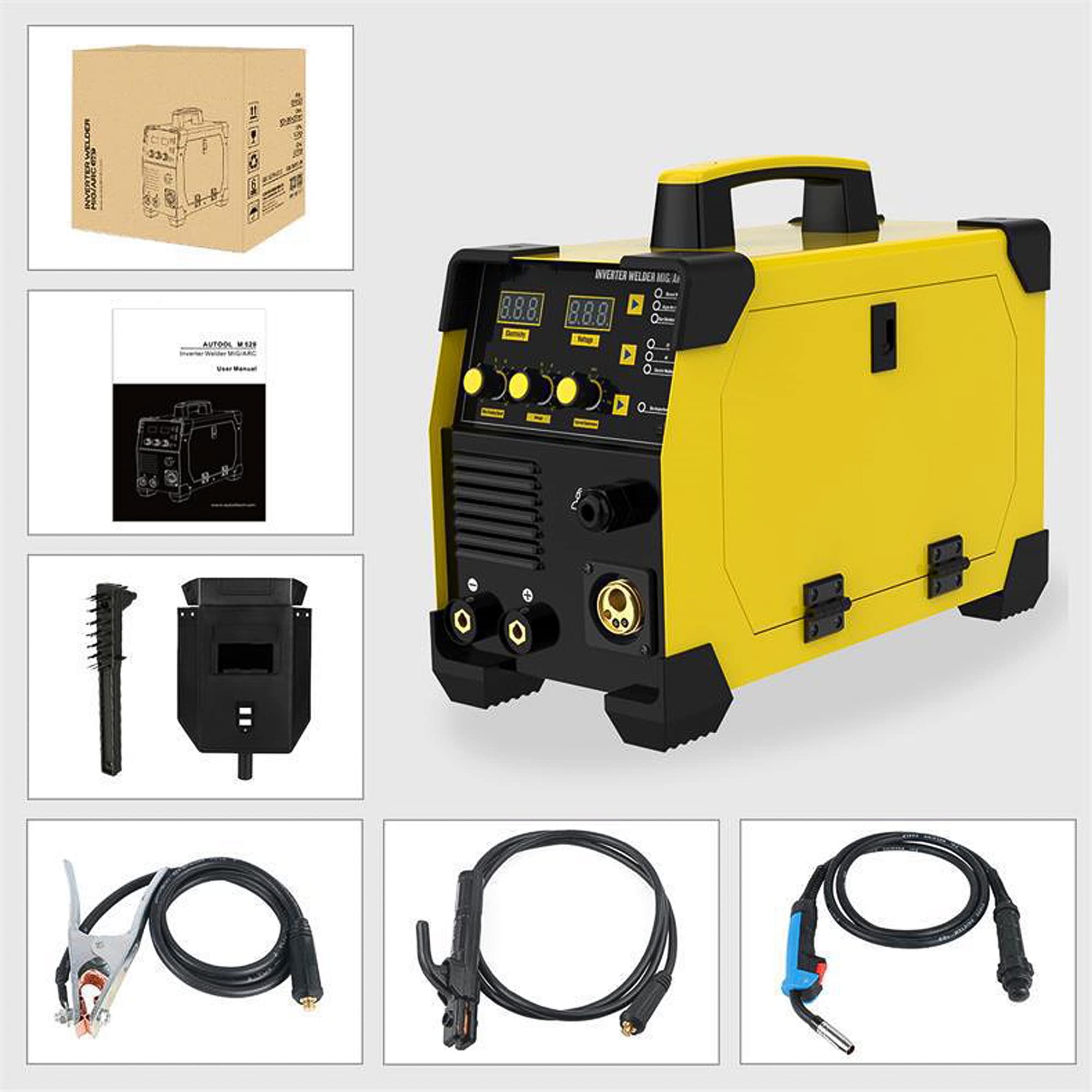 4000W Weld 3-in-1 Stick Welder, Mig/MMA/Mig Welder, 2/4T Digital Display Welding Machine, Manual, Argon Arc, Gasless Mig Welders, Giallo