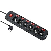 Electraline 62051 Multipresa 6 Posti Polivalenti Generale, 6 Interruttori Indipendenti