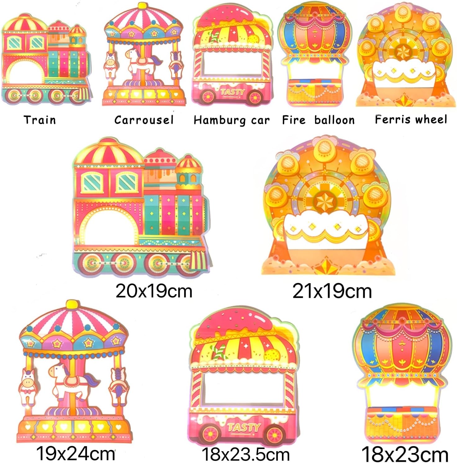 30PCS Carnival Party Gift Bags Circus Candy Goodie Bags Ferris wheel&carousel&Train&Snack cart&Hot air balloon Shape Party Favor Bag For Carnival Circus Theme Birthday Supplies Present Packing Storage - Image 7