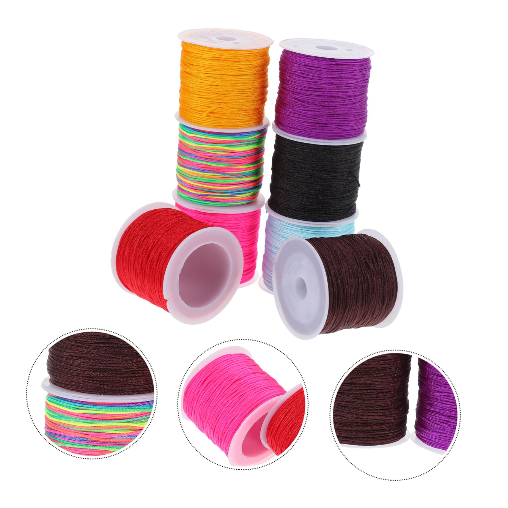 Cuerda Trenzada Hilo De Ganchillo para Tejer Hilo De Tejer De Colores Hilo De Bordar DIY Manualidades Cuerda Hilo De Frivolité Hilo para Tejer Nylon 8 Rollos*4