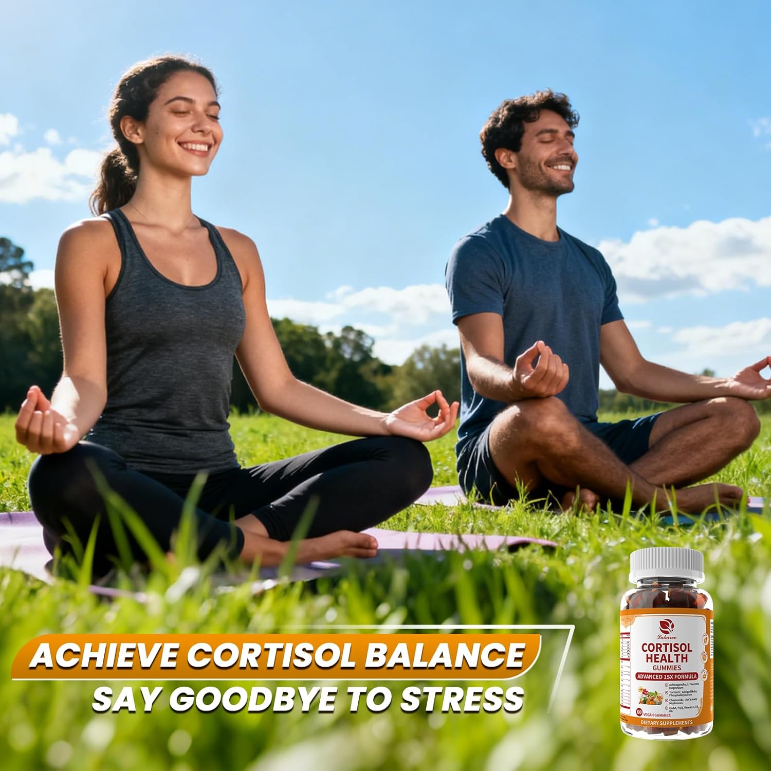 Lukaree Cortisol Supplements for Women & Men, 15 in 1 Cortisol Reducer Manager, Cortisol Calm Gummies with Ashwagandha, Magnesium, L-theanine, GABA - for Mood, Focus, Sleep - Vegan Sugar Free, 60 Ct.