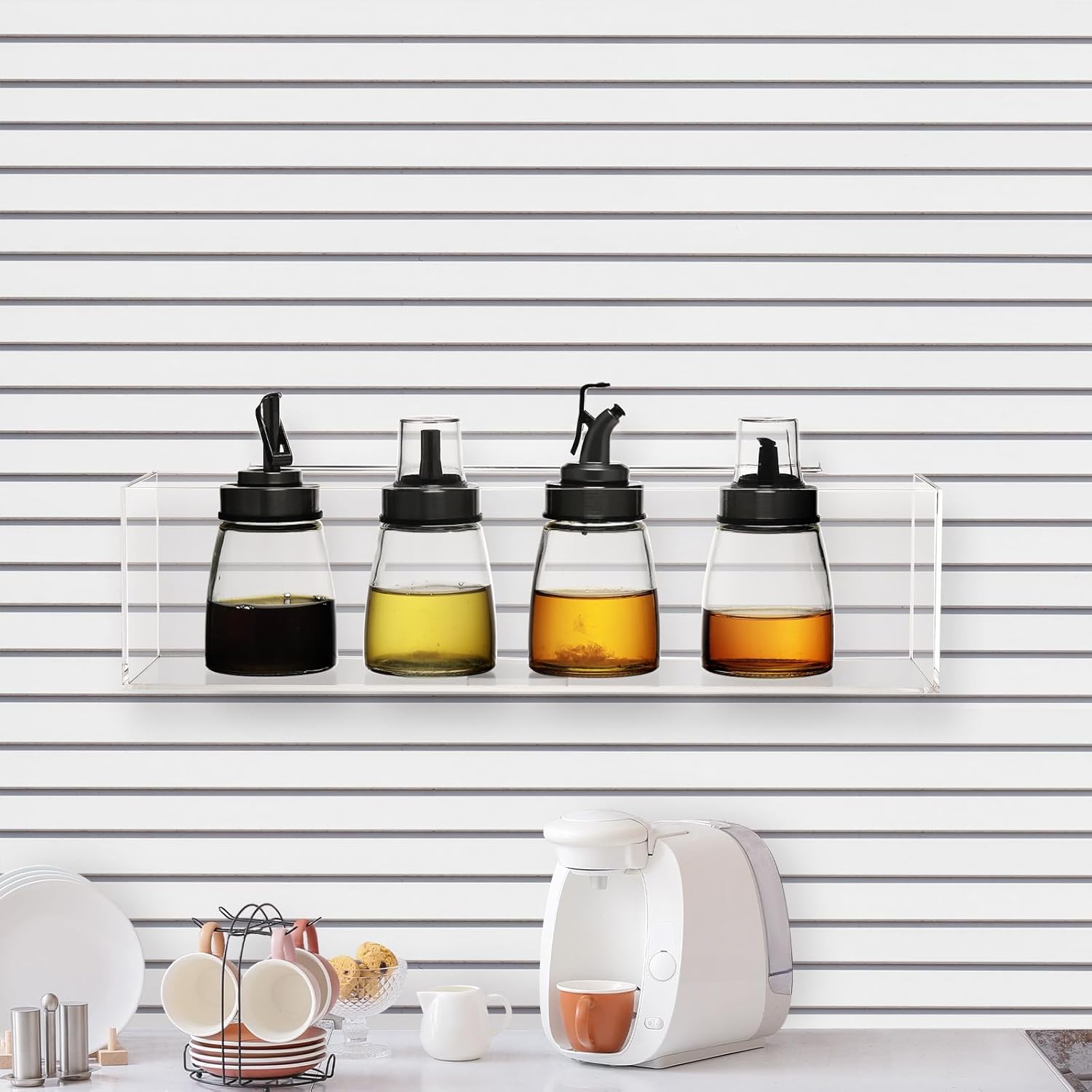 2 Pcs Acrylic Slatwall Bins 16 x 4 x 4 Inch Transparent Storage Organizers Slatwall Retail Display Trays Accessories for Garage Shop Retail Display(1 Compartment)