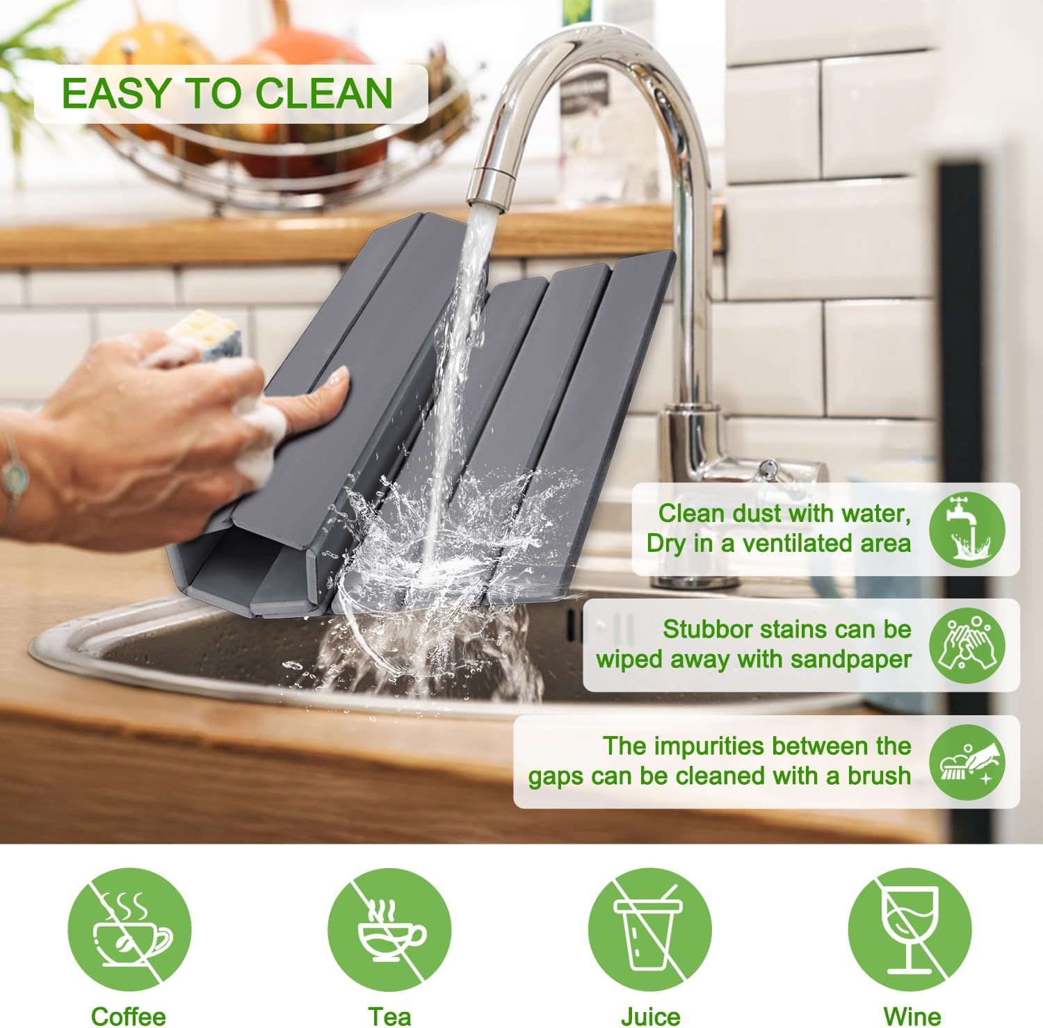 Foldable Stone Dish Drying Mat for Kitchen Counter, ×16"Fast Dry Pad