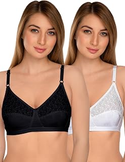 DAISY DEE Cotton Embroidered Non-Padded Wirefree Cut & Sew Cups Chicken Pattern Brassiere Women's Everyday Use Saree Bra -... Price In India
