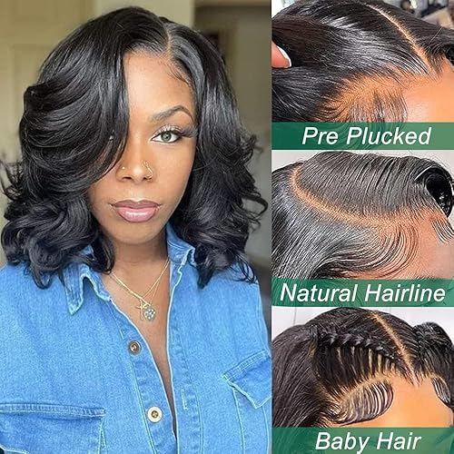 Miniatura 2 de Douyin - Peluca de cabello humano corto con encaje frontal HD de 13 x 4, prearrancada, sin pegamento, para mujer, pelucas de cabello humano (12