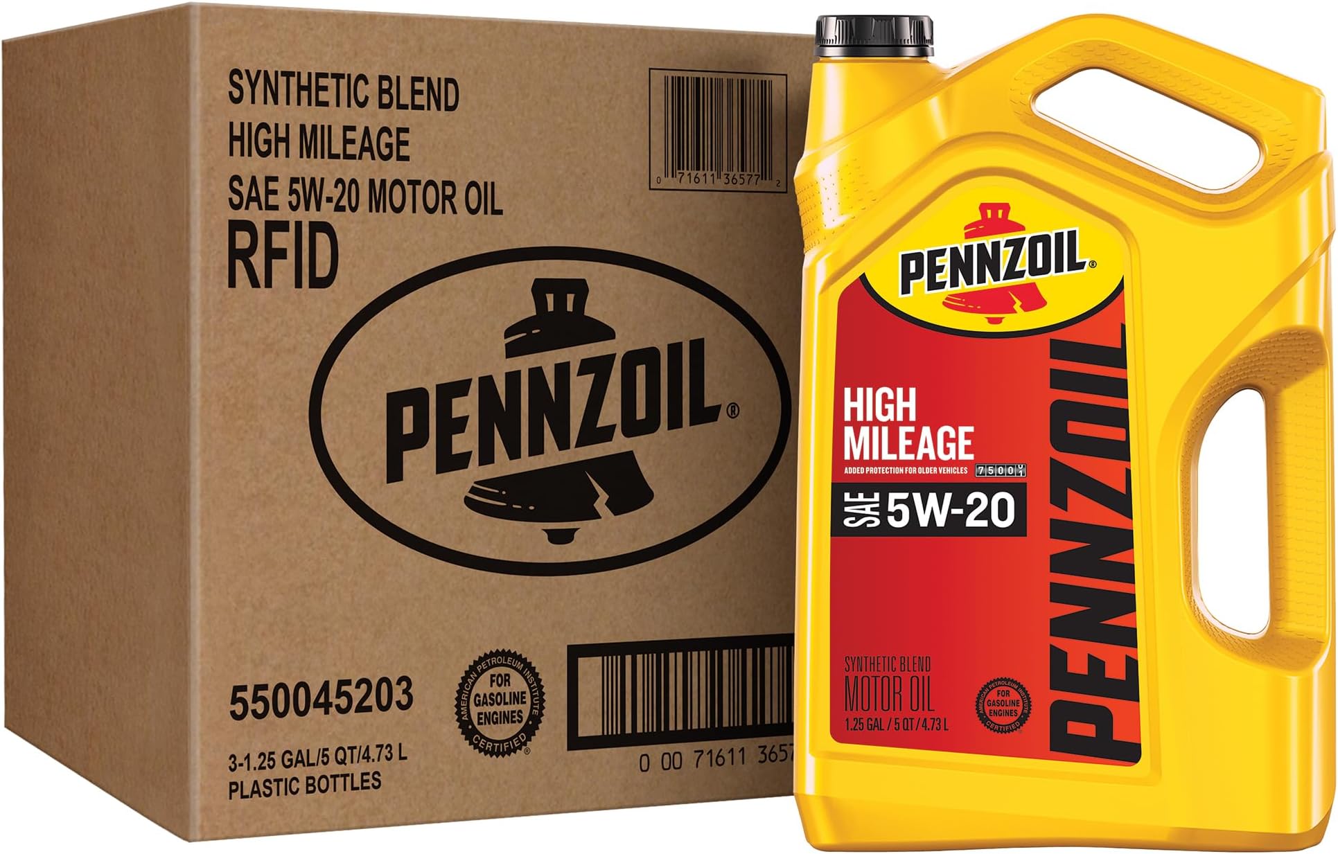 High Mileage 5W-20 Motor Oil, 5 Quart (3 Pack)