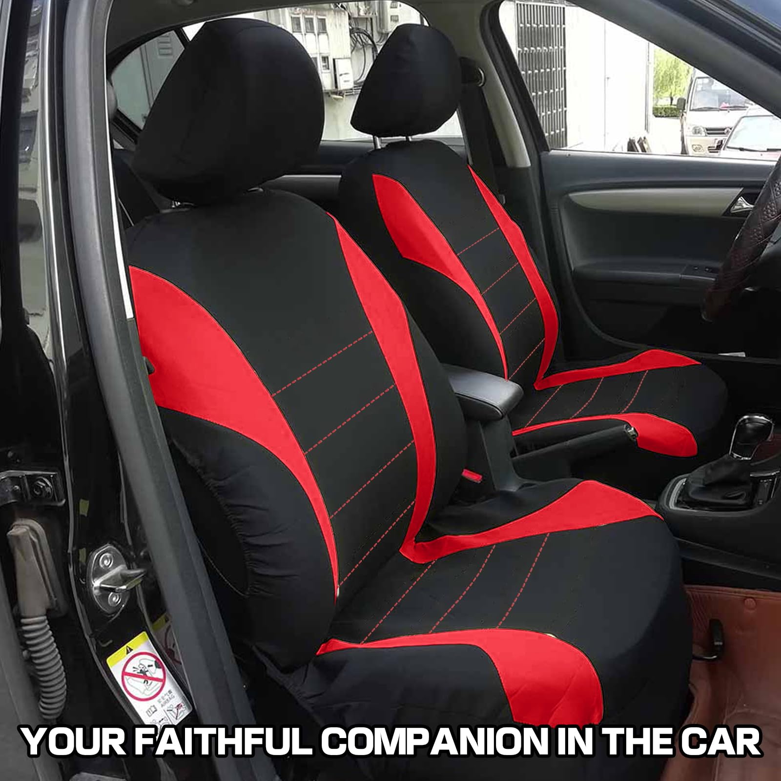 2 coprisedili per auto, coppia di coprisedili anteriori, facili da installare, coprisedili anteriori e poggiatesta, comodi e traspiranti, protezione interna universale per auto, camion (rosso)