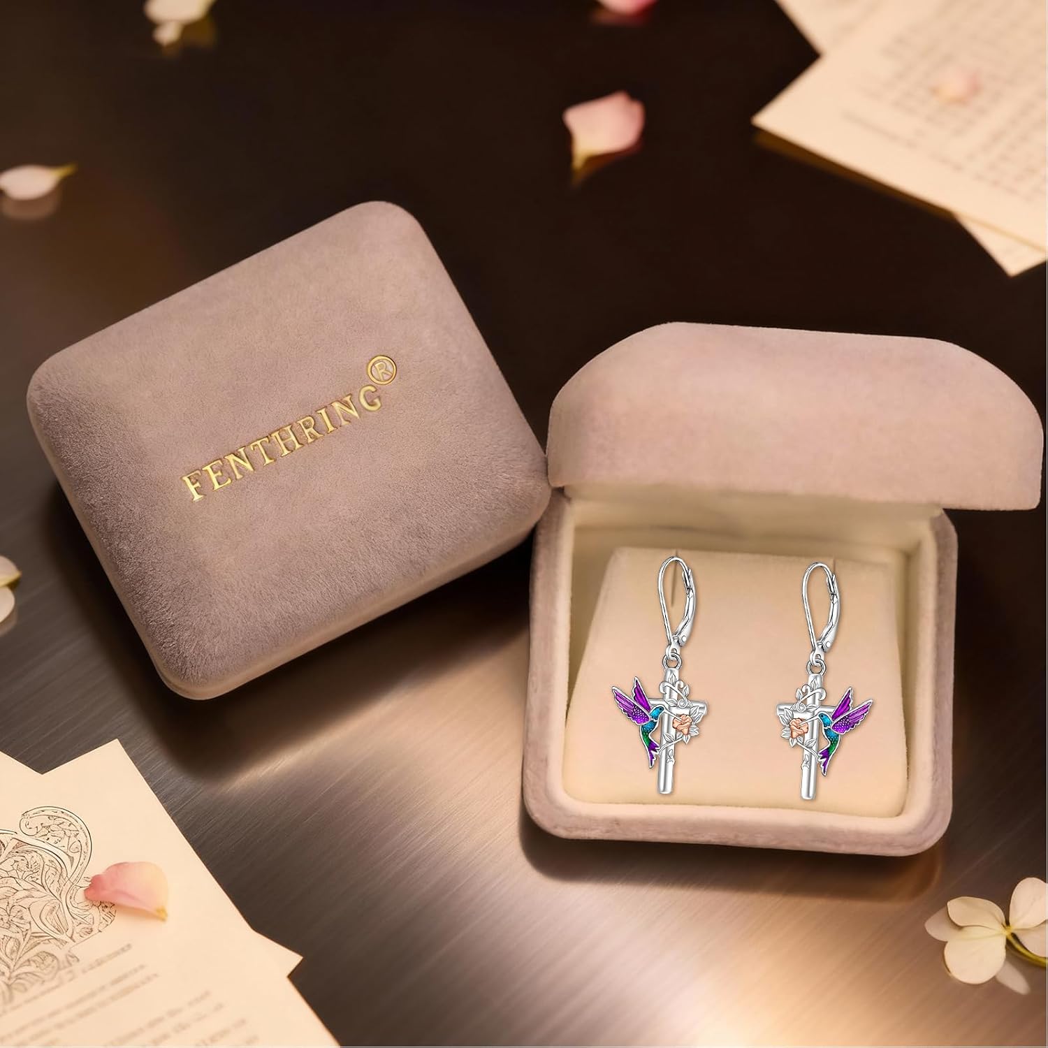 Hummingbird Earrings for Women 925 Sterling Silver Purple Hummingbird Gifts for Women Memorial 925 Sterling Silver Bird Jewelry