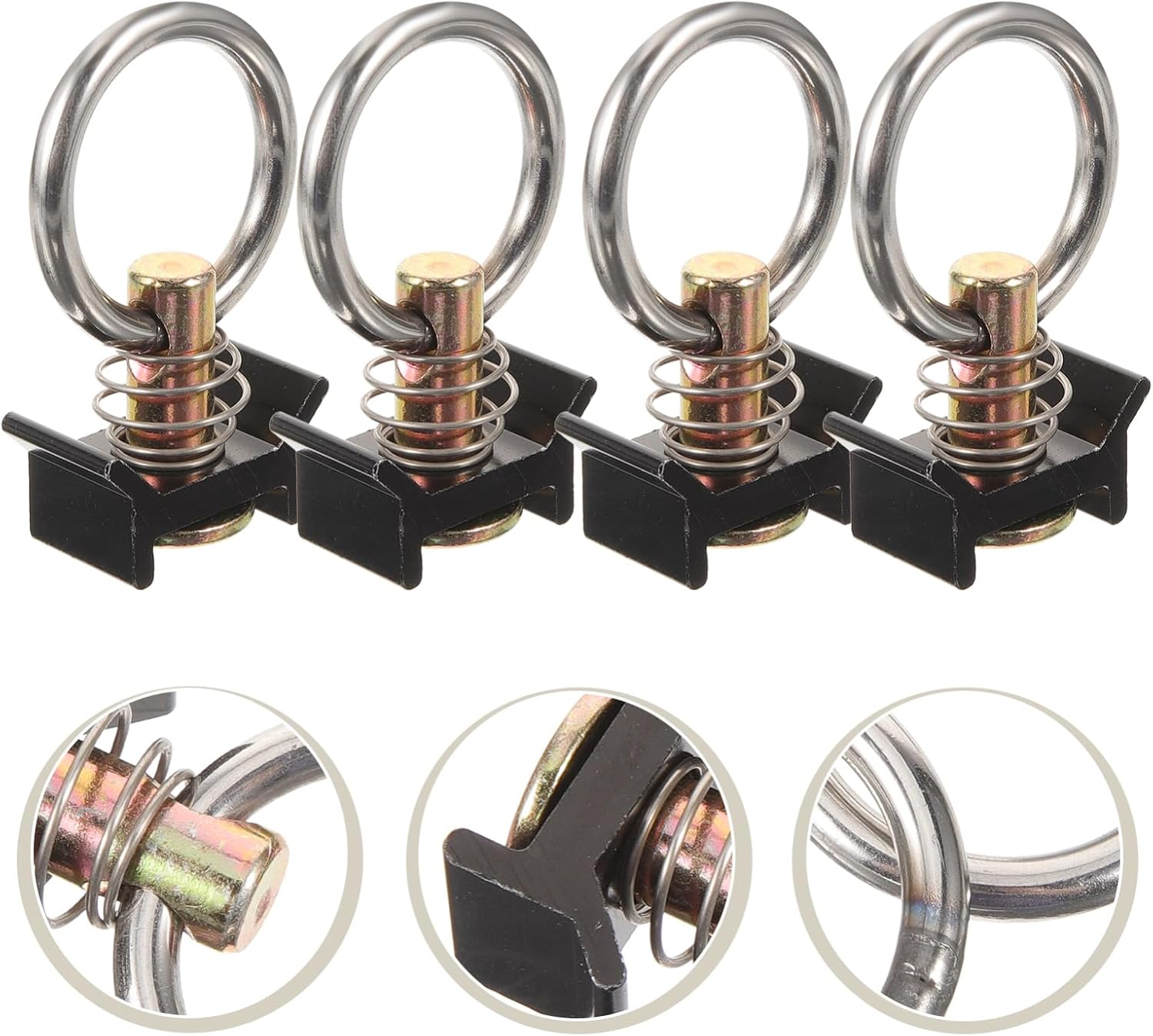 5pcs Steel Single Track Fitting with Ring for Audio and Lighting Equipment Multi-Purpose Tie Down Accessory Compatible Shaped Rails and Cargo Trucks
