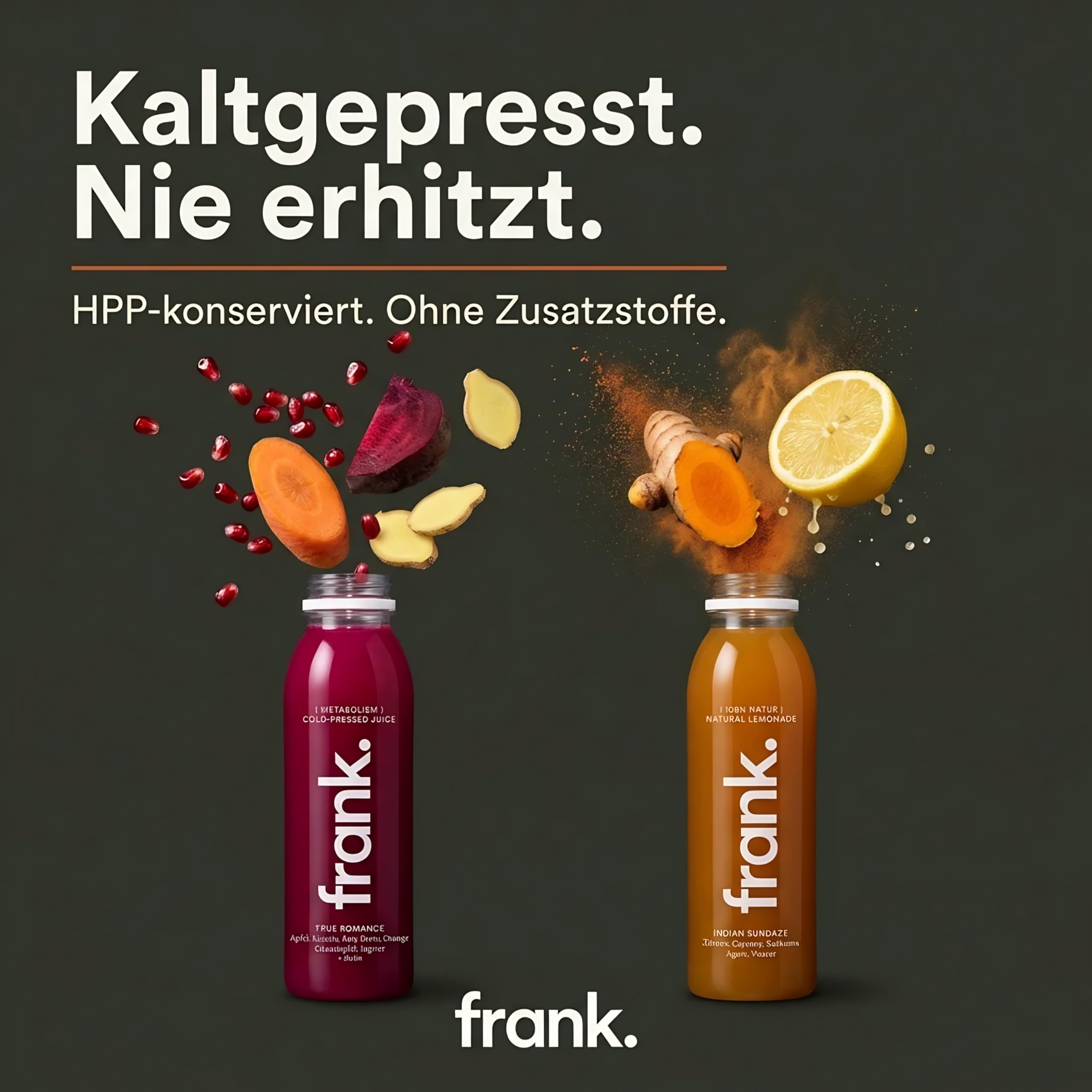 Frank Juice Saftkur 3 Tage | 18 x 330ml Säfte + 3 x 60ml Bio Ingwer shot | Direktsaft kaltgepresst Vegan | ideale Fastenkur aus frischem Obst & Gemüse | Premium Qualität (inkl. 4,50€ Einweg Pfand)