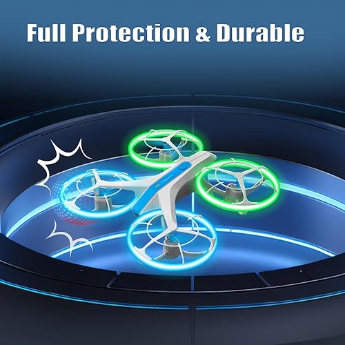 Miniatura 3 de 4DRC V33 Mini dron para niños, cuadricóptero de control remoto con retención de altitud y modo sin cabeza, luz azul y verde, hélice de protección