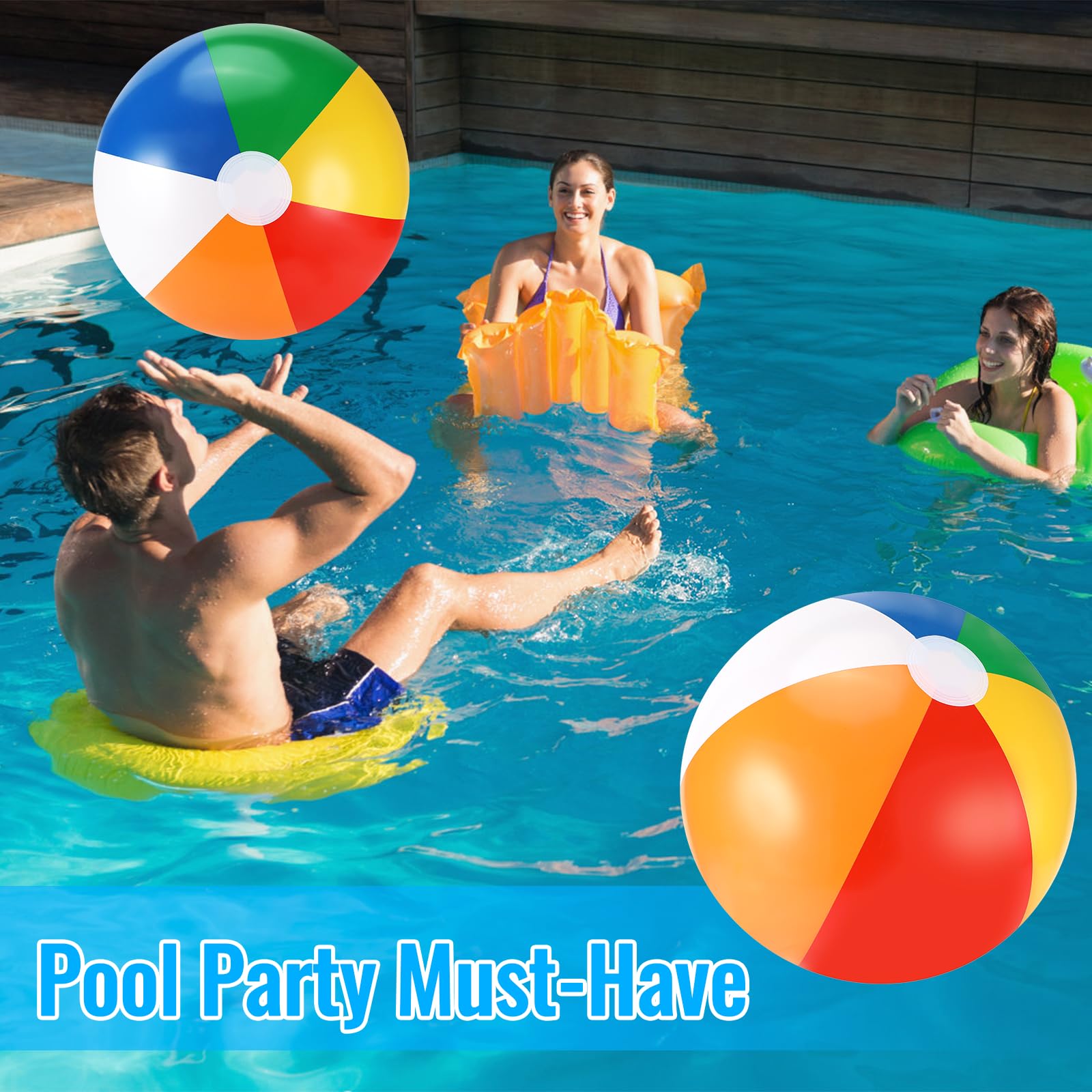 Lot De 4 Ballons De Plage 50cm JOYIN - Arc-en-Ciel Gonflables Pour Piscine, Fête - Enfants/Adultes