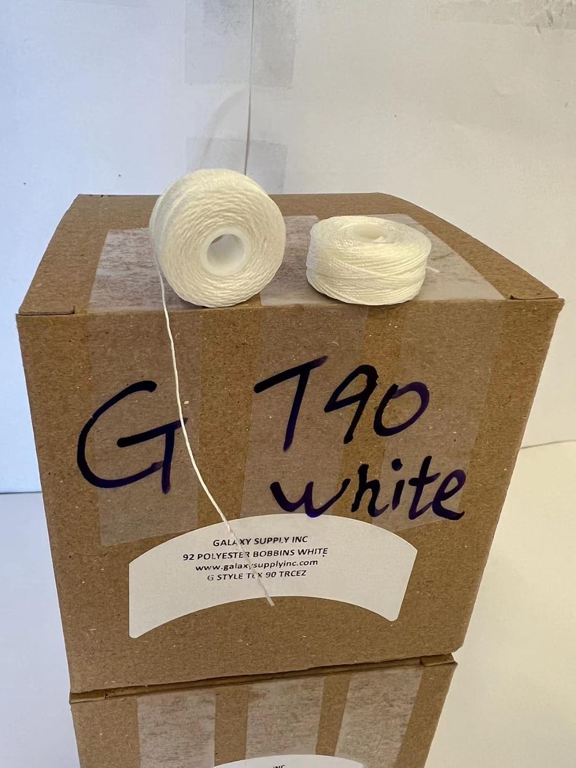 Galaxy Supply Inc. Bobbins Style "G" Black/White - Tex 90 Polyester - Made in The U.S.A - 36 Pcs/Box (White)