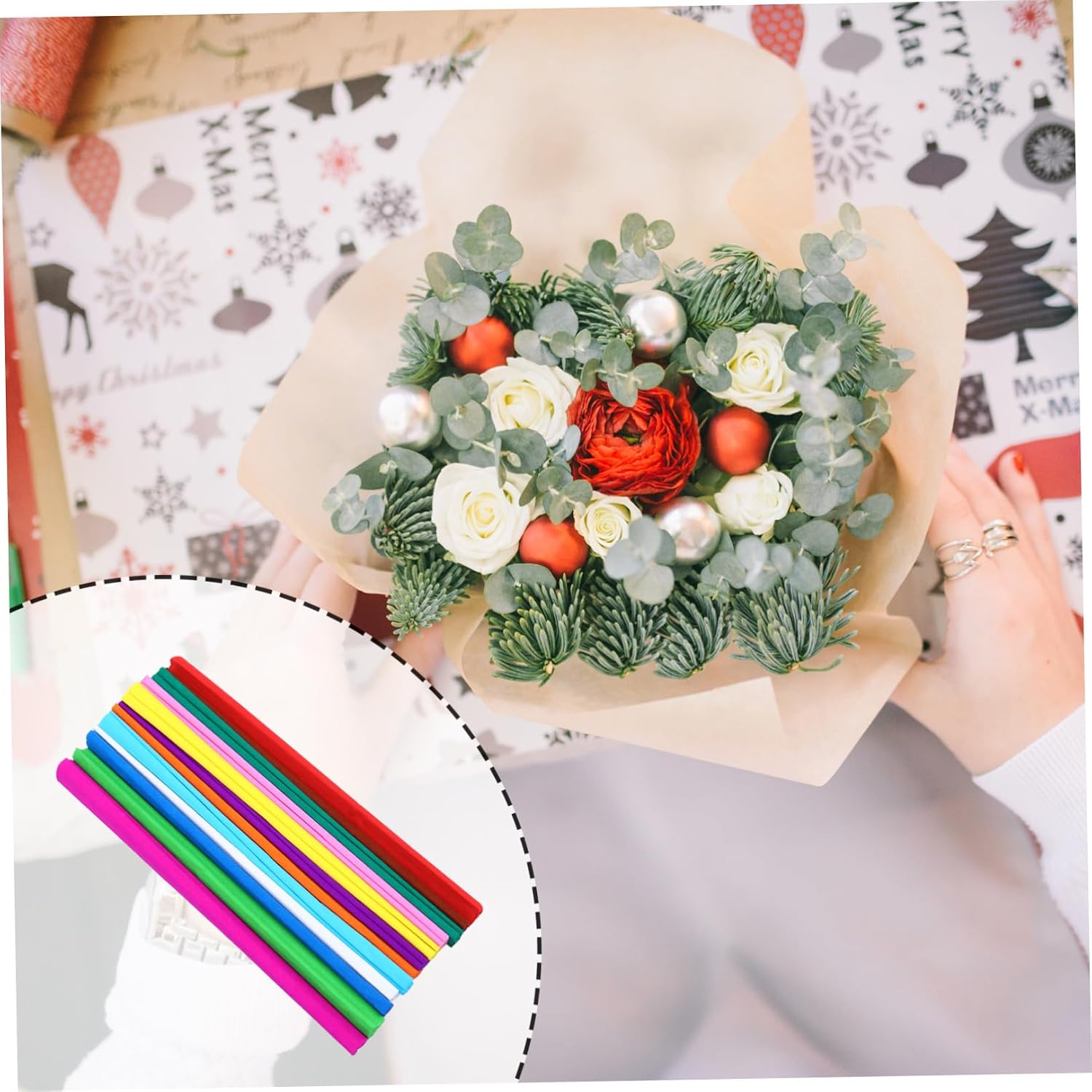 12 Rolls DIY Crepe Paper Flower Wrapping Papers for Bouquet Making