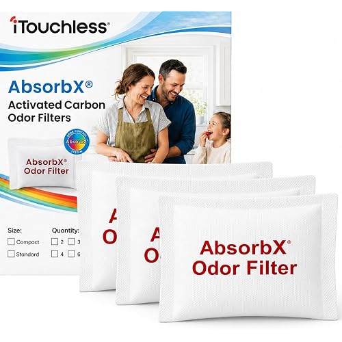 iTouchless Official AbsorbX Activated Carbon Trash Can Odor Filter 3-Pack