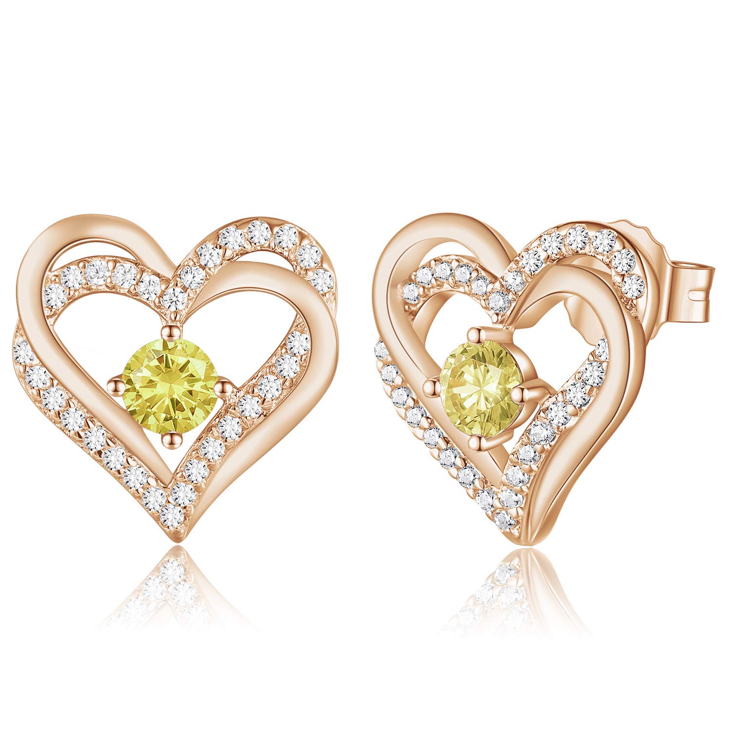 CDE Heart Earrings 925 Sterling Silver Stud Jewellery for Women Christmas Anniversary Birthday Jewelry Gifts for Her Women