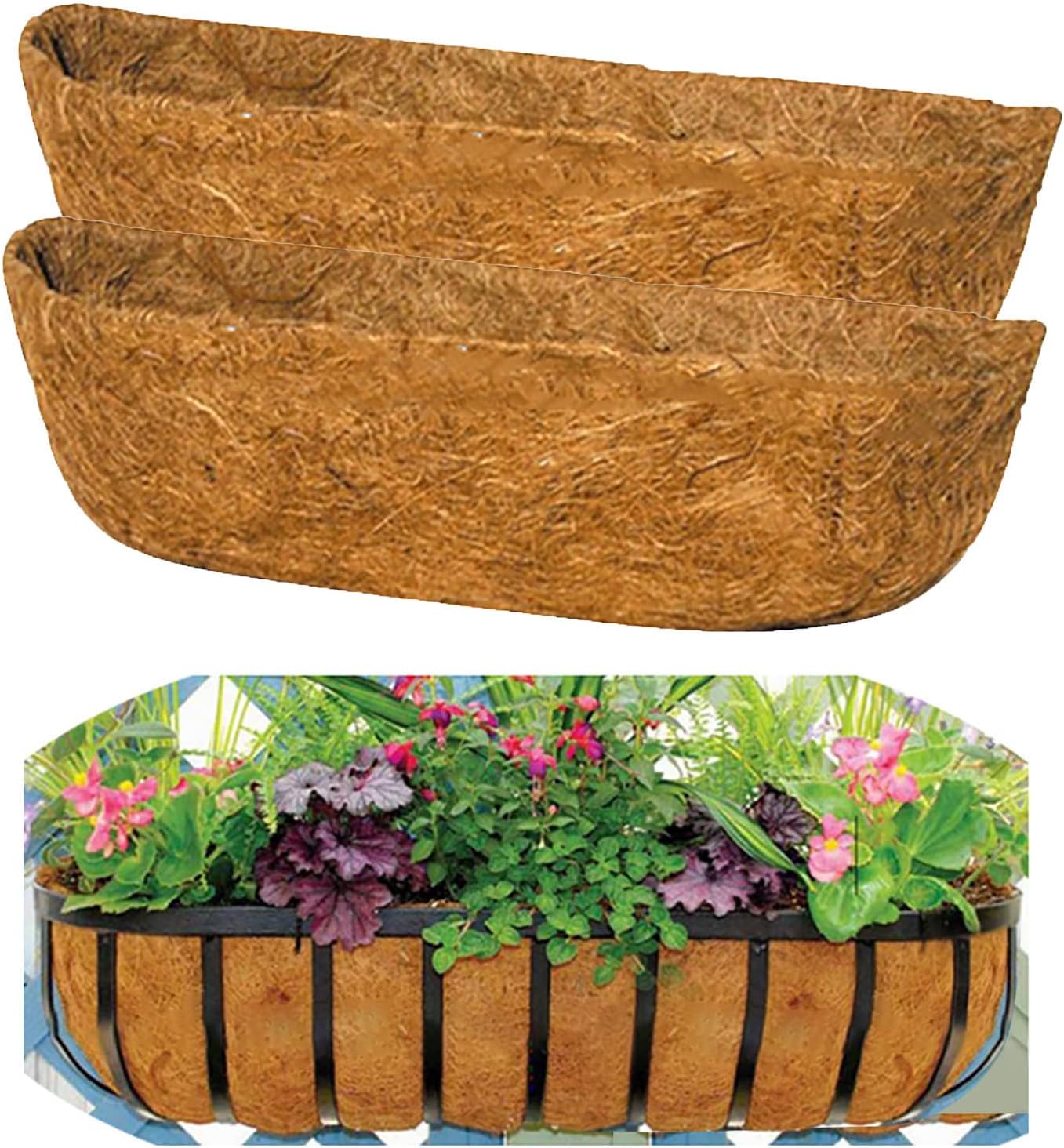 2 Pack Coco Coir Liner Coconut Liner Hay Rack Window Planter for Window Box Hanging Trough (23.6 inch)