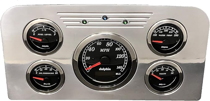 Dolphin Gauges 5-Piece GPS Cluster Set - Black Dash Panel For 1937-1938 Ford Trucks