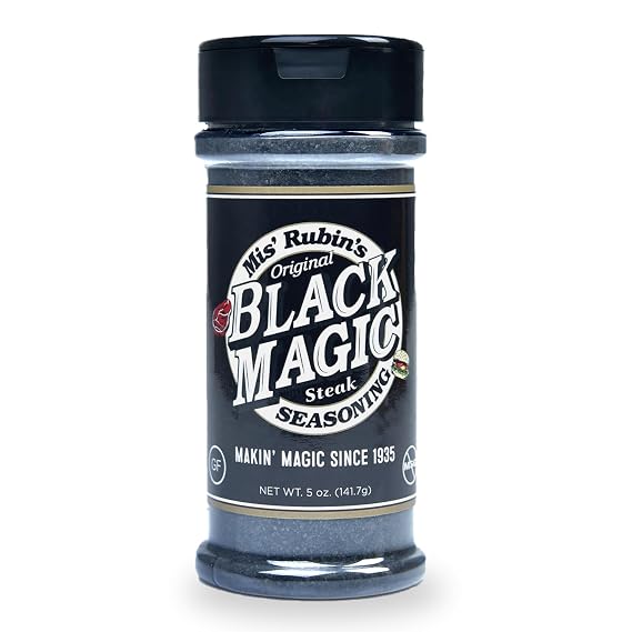 MIS' RUBIN'S BLACK MAGIC SEASONING Charcoal Seasoning for Steak Meat - BBQ seasonings and rubs for smoking and grilling spices - Spices and Seasonings For Grilling - 5 Oz. BBQ Seasoning Shaker