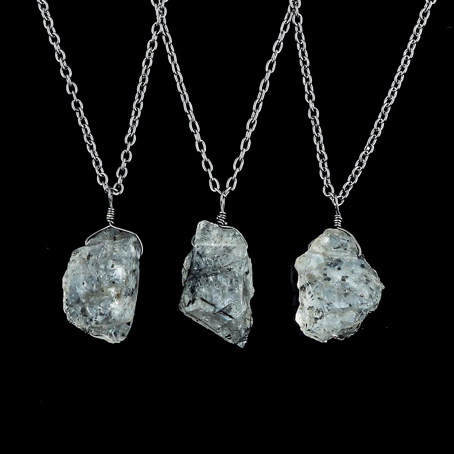 Raw Gemstone Pendant Necklace for Women |Natural Healing Crystal Rough Pendant 15–25 Carat | 8–14 mm Stone |Black Plated Chain 16+2 Inch Adjustable | Gift Jewelry - Image 6