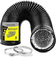 LHHXX33 4 Inch Dryer Vent Hose Flexible Duct 8ft Heavy-Duty 4-Layer Aluminum Foil with 2 Clamps - HVAC Ventilation